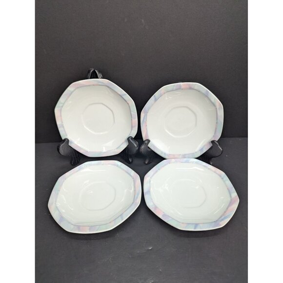 Savoir Vivre Celina Y0010 Fine China 6" Polygon Saucer Replacement Set of 4 - Picture 2 of 9